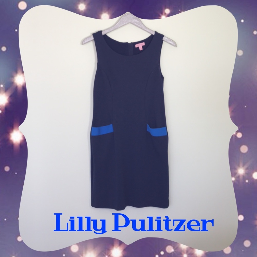 Navy Lilly Pulitzer Shift Dress w/ Pockets sz 6